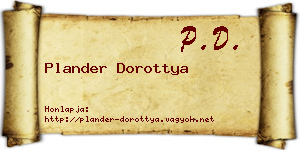 Plander Dorottya névjegykártya